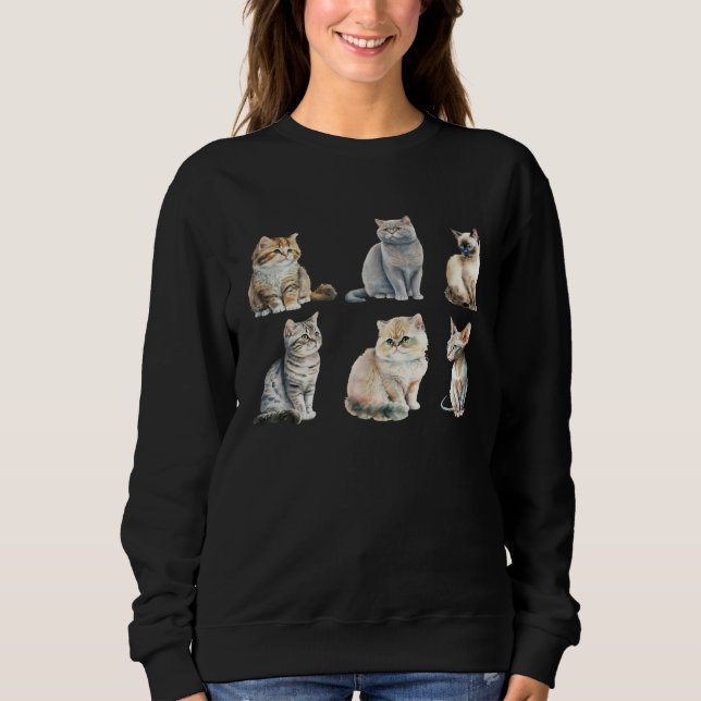 Cute Cat Motifs Cat Sweatshirt (Front)