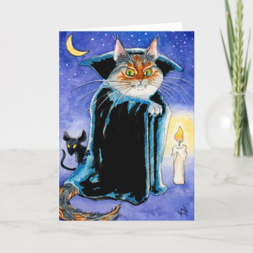 Cute cat mouse Nosferatu Vampire Halloween card