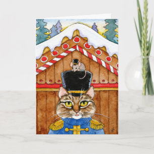 Cute Cat Mouse Nutcracker Christmas Holiday Card