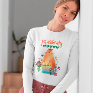 Cute Cat Mouse Pawsitively Vegan Humor T-Shirt