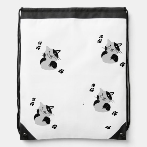 Cute Cat Mug Drawstring Bag