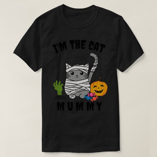 Cute Cat Mummy Costume T-Shirt (Design Front)