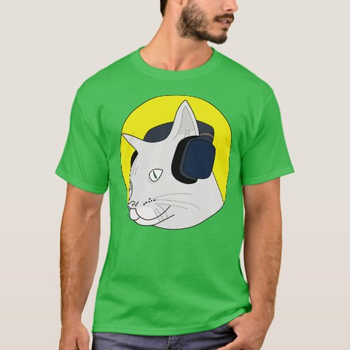 Cute cat music lover design ideas listening to mus T_Shirt