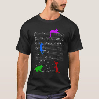 Cute Cat Music Notes Kitty Piano Musician Clef T-Shirt