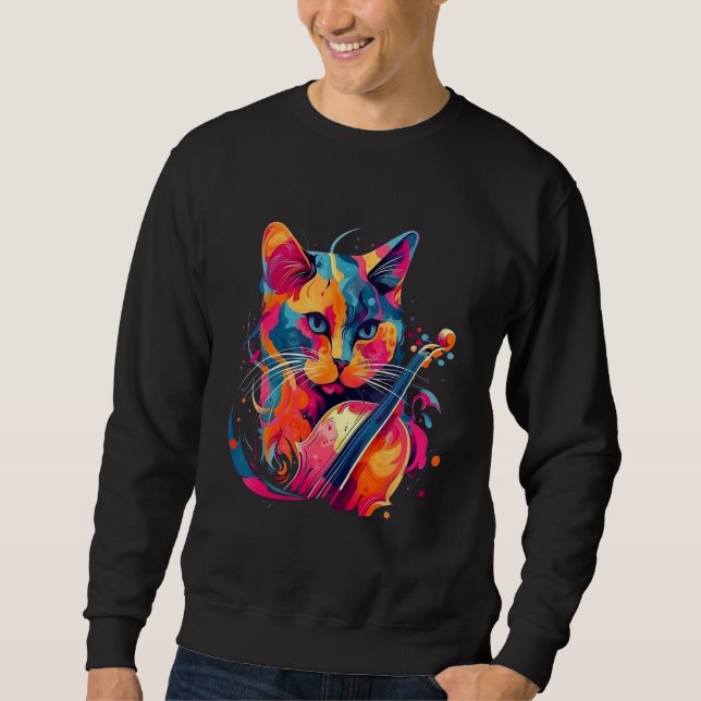 Cute Cat Music Notes Musician 4 Sweatshirt (Front)