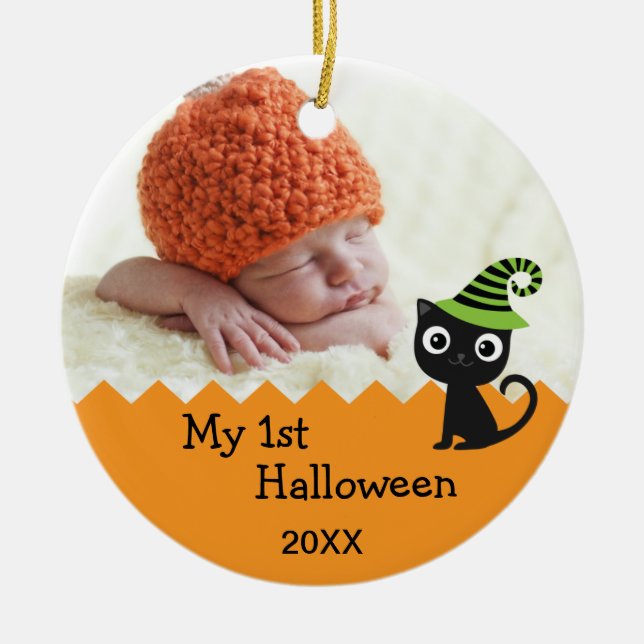 Cute Cat My 1st Halloween Ornament (Front)