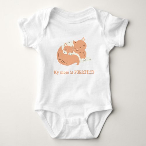 Cute Cat My mom is PURRFECT Editable Text Baby Bodysuit