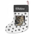 Cute Cat Name Photo Silver Glitter Paw Prints