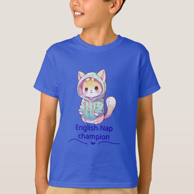 Cute Cat Nap Champion Too T-Shirt (Front)