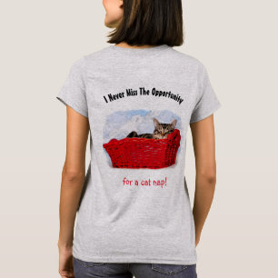 Cute Cat Nap Sleeping Kitten in Red Basket Custom T-Shirt