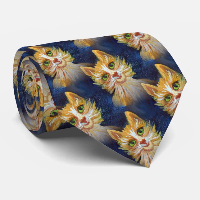 Cute Cat  Neck Tie (Rolled)