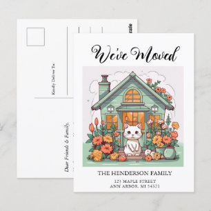 Cute Cat New Home Moving Announcement Postcard