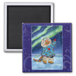 Cute Cat, Northern Lights Winter Nature Magnet at Zazzle