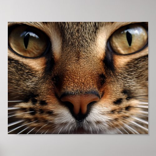 Cute cat nose and eye front closeup Pet animal  Poster