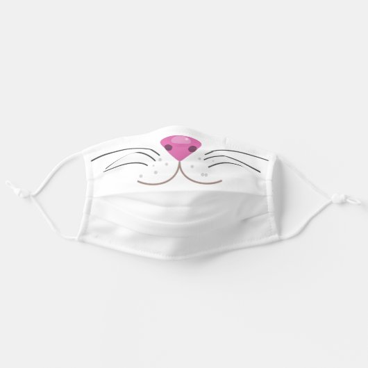Cute cat nose cartoon illustration adult cloth face mask (Front, Unfolded)