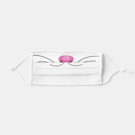Cute cat nose cartoon illustration adult cloth face mask (Front, Folded)