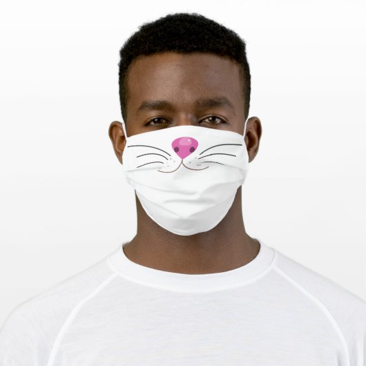 Cute cat nose cartoon illustration adult cloth face mask (Worn)