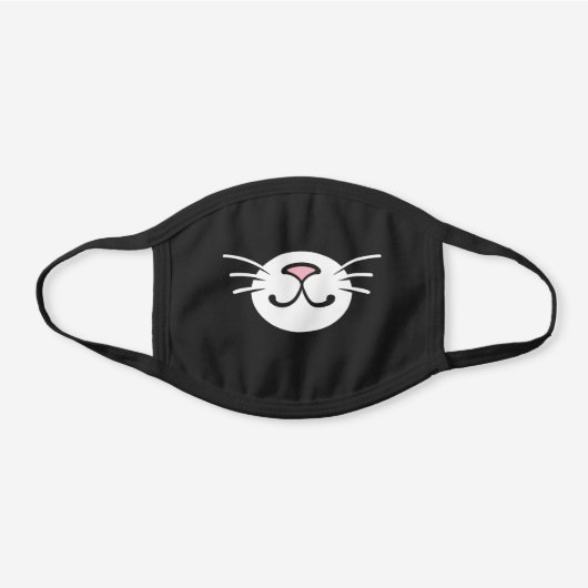 Cute Cat Nose Whiskers Black Cotton Face Mask (Front)