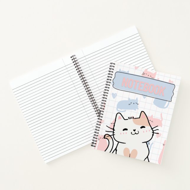 Cute Cat Notebook – 50 Printable Lined Pages for N (Inside)