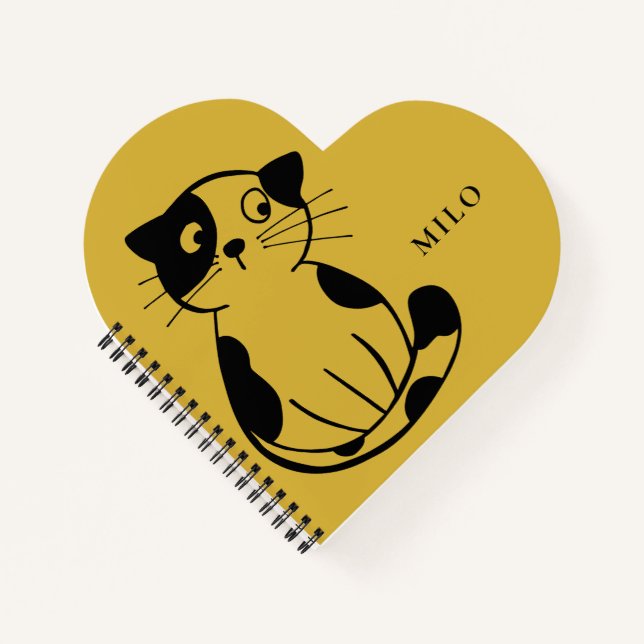 Cute Cat Notebook with Custom Name Design (Front)