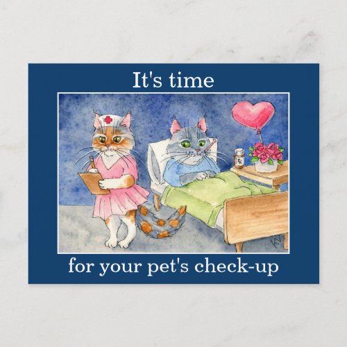 Cute cat nurse Veterinarian appointment reminder Postcard