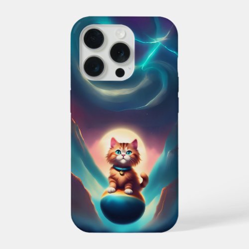 Cute cat on a ball iPhone 15 pro case