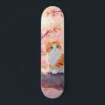 Cute Cat On A Cherry Blossom Tree Skateboard<br><div class="desc">AI created manga style artwork. A cat on a cherry blossom tree.</div>