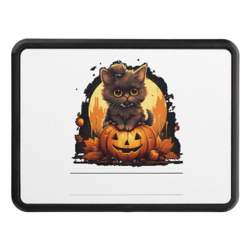 Cute Cat on a Halloween Pumpkin T_shirt   Hitch Cover