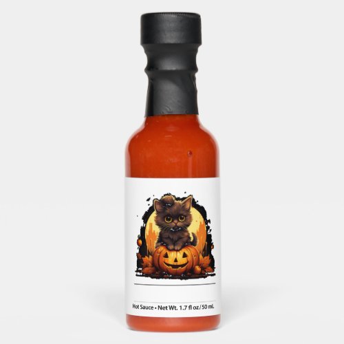 Cute Cat on a Halloween Pumpkin T_shirt   Hot Sauces