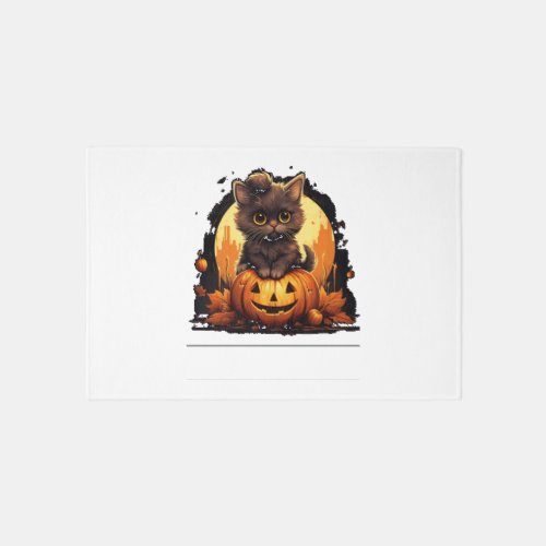 Cute Cat on a Halloween Pumpkin T_shirt   Rug