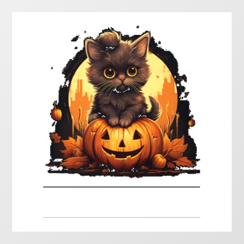 Cute Cat on a Halloween Pumpkin T_shirt   Wall Decal
