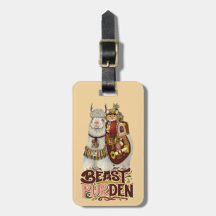 Cute Cat on a Llama Beast of Purden Art Luggage Tag