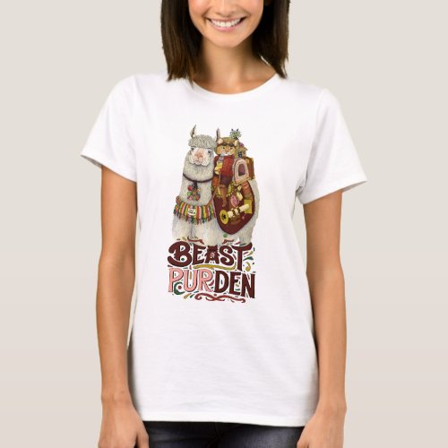 Cute Cat on a Llama Beast of Purden Art T_Shirt