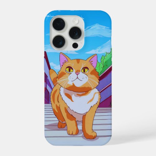 Cute cat on an adventure iPhone 15 pro case