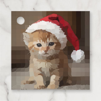 Cute cat on Christmas Eve. Favor Tags