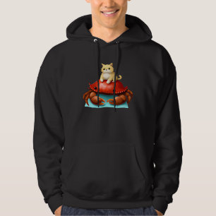 Cute Cat on Crab Hoodie
