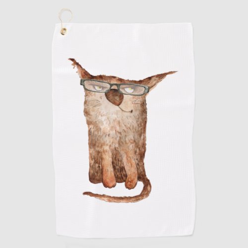 Cute Cat On Glasses Cats Funny Cat   Golf Towel