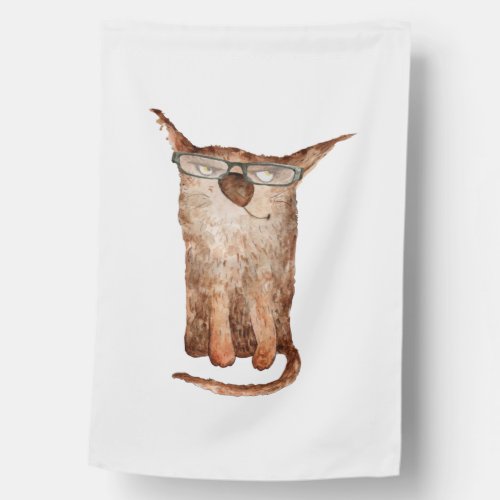 Cute Cat On Glasses Cats Funny Cat   House Flag