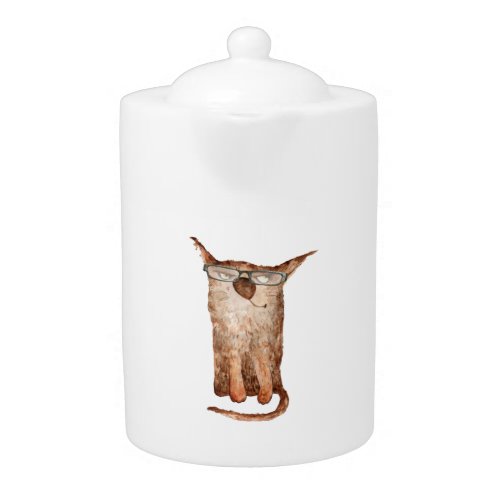 Cute Cat On Glasses Cats Funny Cat   Teapot