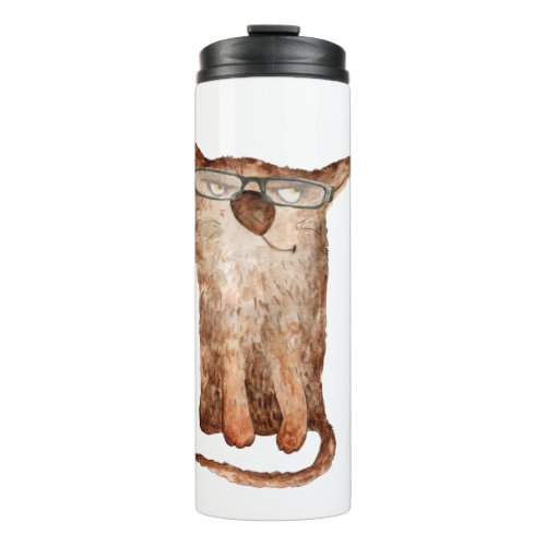 Cute Cat On Glasses Cats Funny Cat   Thermal Tumbler
