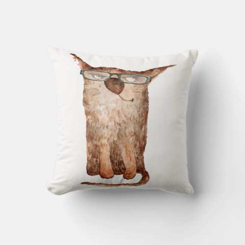 Cute Cat On Glasses Cats Funny Cat   Throw Pillow