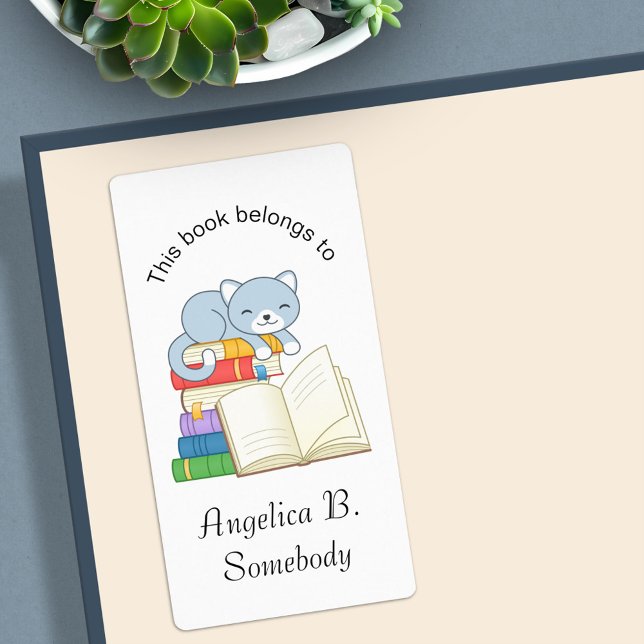 Cute Cat on top of a Book Stack - Bookplate (Creator Uploaded)