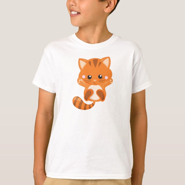 Cute Cat, Orange Cat, Little Cat, Kitty, Kitten T-Shirt (Front)