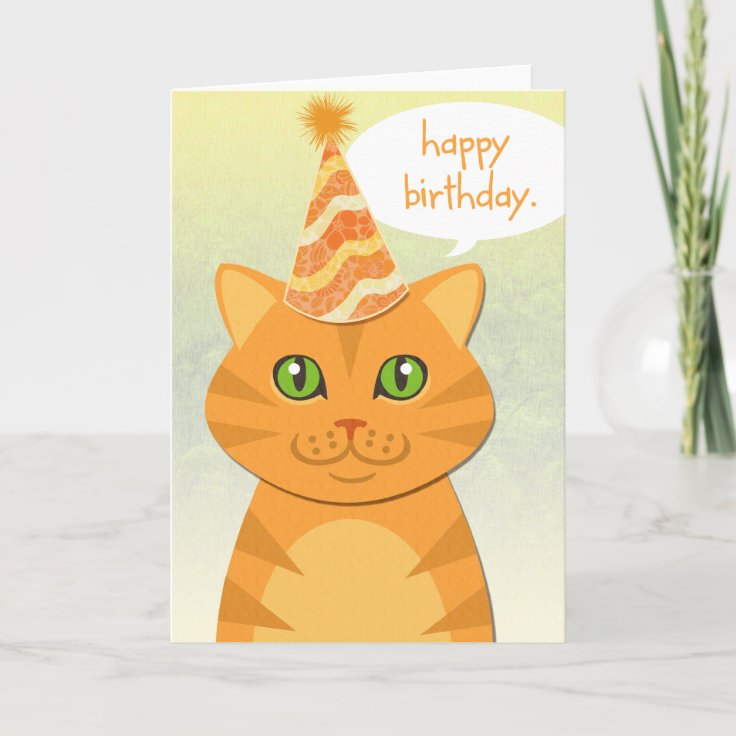 Cute Cat Orange Tabby Happy Birthday Cards | Zazzle