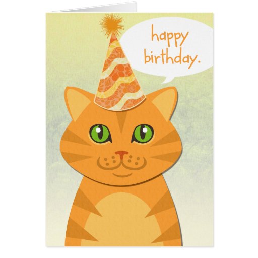 Cute Cat Orange Tabby Happy Birthday Cards | Zazzle