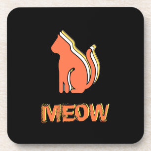 Cute Cat, Orange & Yellow Animal, Abstract Pop Art Beverage Coaster