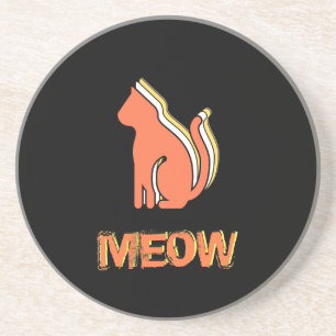 Cute Cat, Orange & Yellow Animal, Abstract Pop Art Coaster