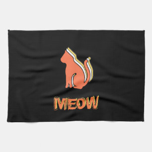 Cute Cat, Orange & Yellow Animal, Abstract Pop Art Kitchen Towel