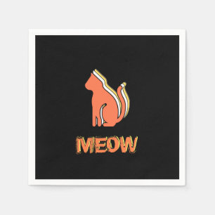 Cute Cat, Orange & Yellow Animal, Abstract Pop Art Napkins