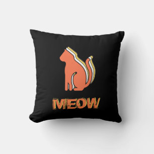 Cute Cat, Orange & Yellow Animal, Abstract Pop Art Throw Pillow